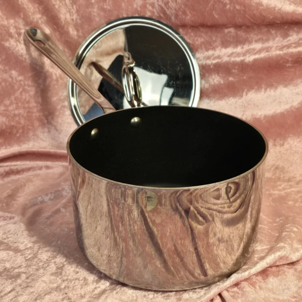 All-Clad Stainless Steel Nonstick Saucepan with Lid Silver 5x8 Inch 3 Quart